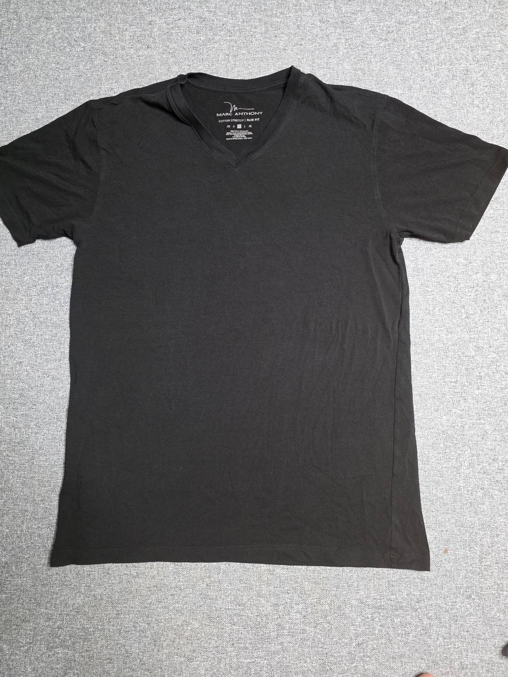 ​Marc Anthony Mens Cotton Stretch Slim Fit V-Neck T-Shirt Black Size Medium M